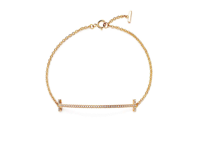 Gold Plated CZ Studded Bar Bracelet